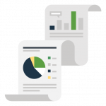 Icon of a report with charts and graphs